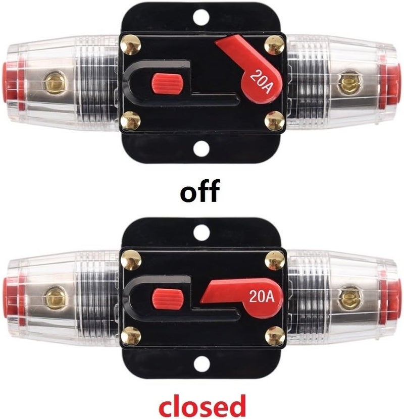 ANJOSHI Circuit Breaker 20A 20-300amp Reset Fuse Holder Inline Fuse for Car Audio and Amps Overload Protection 12V-24V DC Replace Fuses - Image 5